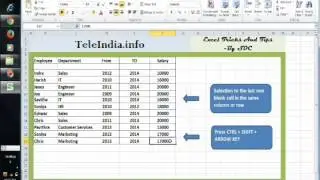 Excel Without using Mouse -Cell Selection 
