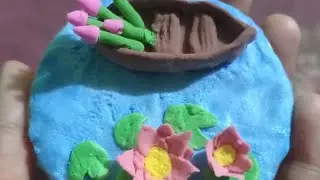 clay art. Diy showpiece making from clay. Diy lottas pond making #claycrafts #creativeideas 
