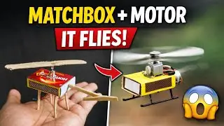 Project -2 DIY Helicopter at Home Using Only a Matchbox & Motor 🚁#DIYHelicopter#MatchboxHelicopter