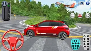Realistic New Red Hatchback Hyundai i20-N Narrow Mountain Road - 3D driving class Android game 2026