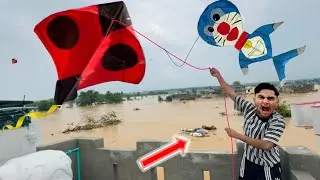 Doraemon Kite | 7 Feet Monster Kite Flying | Village Big Kite Catch