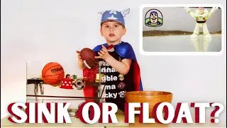 SINK OR FLOAT water fun with SuperOllieE - toys, balls and superheroes sinking/floating;&nbsp;educational