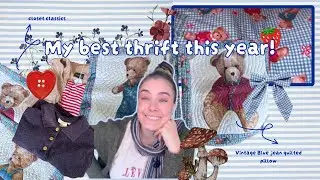 My best Thrift this year - Vintage Finds + Blue Jean Teddy Pillows 🧸