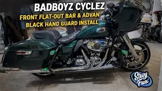 Установка передней дуги Badboyz Cyclez + защита рук, покрашенная в черный цвет AdvanBlack