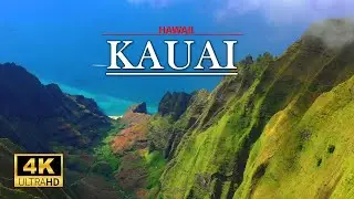 KAUAI HAWAII USA 🇺🇸,Amazing Natural Mountains,White Beaches,Waterfalls, Garden Island 4K 60 FPS