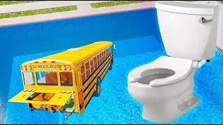 School Bus Down In Swimming Pools &ndash; BeamNG Drive Epic BMG Bus Crash Scene