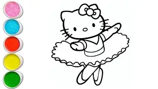 drawing and coloring Dancing hello kitty for kids and toddlers || easy hello kitty drawing