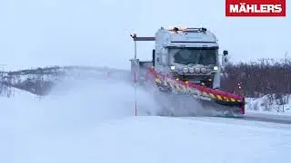 Scania R580 with M&auml;hlers Snow Plows and Grader Blade