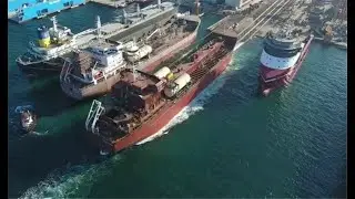 Shipyard fabrication work video Day & night clip || shipyard video || ship in the water