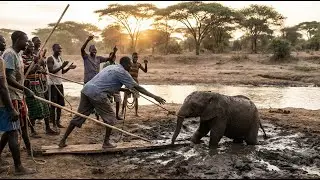 Baby Elephant Trapped in Quicksand...Villager's Action Amazed All #rescue  #wildlife  #viral  #hero