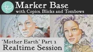 Mother Earth Part 1 - Beginning with Markers - Mixed Media Coloring in Circle Portraits