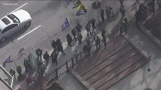Protesters at Georgia State Capitol, Sec. of State office closed as precaution