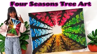 🌸☀️🍁❄️ Four Seasons Tree Art | Step by step / Easy Colour Pencil & Marker Drawing 🎨✨