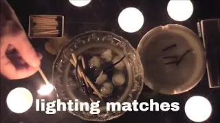 ASMR request - lighting, striking Wooden Matches,Binaural sound of burning Fire,Wood,Ice/Whispers PL