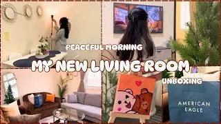 Living Room Setup 🍀+ Unboxing 📦| Calm Me Time Morning✨ #lifestyle #foryou 