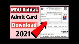 How to Download MDU Admit Card || mdu exams admit card | Mdu exams 2022 || Mdu Exams