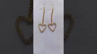 Rhinestone decor heart drop earrings||diy rhinestone earrings #shortvideo #shorts #youtubeshorts