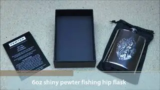 6oz Fishing Kidney Shaped Pewter Hip Flask @ The Pocket Hip Flask Co