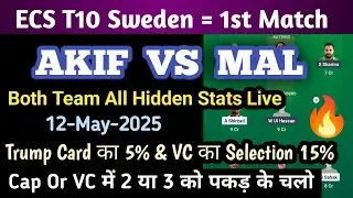 AKIF vs MAL Dream11 Team, Akif vs Mal Dream11 Prediction | Akif vs Mal Dream11| ECS T10 Sweden Live
