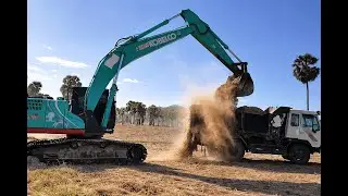 KOBELCO Excavator Loading Dump Truck | Heavy Earthmoving with Real Machine Sounds