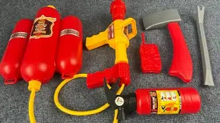 9 minutes unpacking firefighting set toys backpacks, sprinkler guns  ASMR | Toy Review