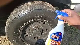 Oxydol oxygen orange dirt breakdown on a dirty tire