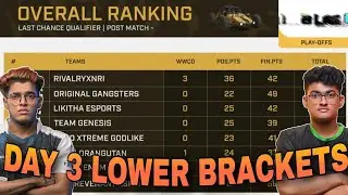 SKYESPORTS POINTS TABLE | DAY 3 LOWER BRACKETS | OVERALL STANDINGS | CHAMPIONSHIP 2025 BGMI