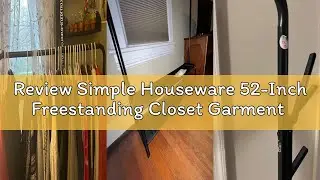 Review Simple Houseware 52-Inch Freestanding Closet Garment Rack with Storage Shelves and Coat/Hat H