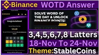 Binance Word Of The Day || Theme: StableCoins || All Latters Answers