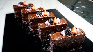 Chocolate Cake with Crispy Hazelnut Skin and Berry Cream Filling