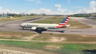 Best Pilot Control! American Airlines Boeing 777-200 Powerful Takeoff