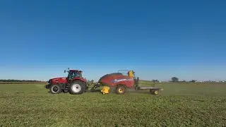 Baling hay at the University of Illinois