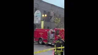 Man crosses wires in Vancouver, falls onto fire truck
