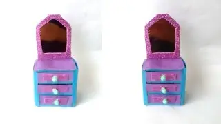Diy Dressing Table Making on Matchbox | Dollhouse Mini Dressing Table Making | Dollhouse Furniture