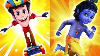 Smashing Simmba Skateboard Rush vs Little Krishna : Mobile Gameplay 