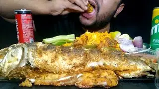 ASMR WHOLE FISH EATING,5KG KING FISH CHALLENGE,FRY FISH,FULL FISH,MASLA FISH, FINGERFISH,FISH CURRY 