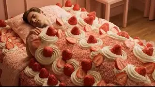 29 minutes Beds from strawberry cake ASMR relaxation video google veo3 Ai satisfying relaxing sleep 