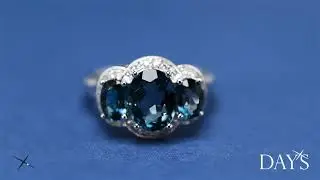 London Blue Topaz Ring in 14kt White Gold with Diamonds (1/7ct tw)