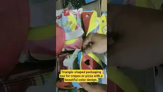 Triangle-shaped packaging box for crepes or pizza with a beautiful color design #crepes #food #paper