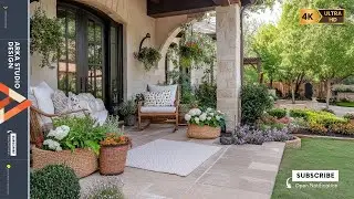 Small Front Porch Perfection: Rustic Mediterranean Charm Blended with Modern Outdoor Style!