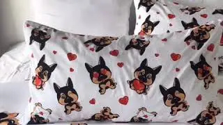 Dog letter paper print bedding set takes your thoughts to your family~