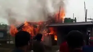 A massive fire at Chungthung tea estate in Darjeeling hills