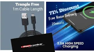 #unboxing Portronics Konnect Link Micro USB Fast Charging Cable with 3.0A Output, #amazon
