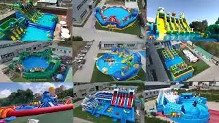 Inflatable land water park with pool