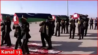 В Ливии прошли похороны военных чиновников, погибших в авиакатастрофе в Турции.