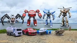 Transformer Hunt: MCQueen Robot, Airplane, Spider Tank Truck, Helicopter | McQueen | CreepyCar