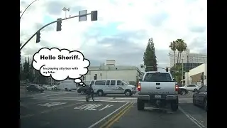 Idiot bicyclist - San Bernardino, CA - E St/Downtown - June 22, 2022 - THINKWARE FA200 dash camera