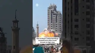 Gaza City high-rise demolished after Israel vows to target multistory buildings #shorts