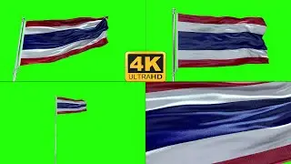 Thailand flag green screen 4k