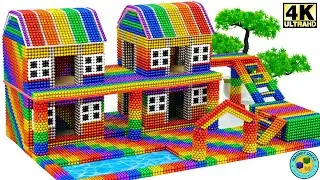🛑DIY - Build a beautiful 2-storey house with swimming pool using magnetic marbles #32